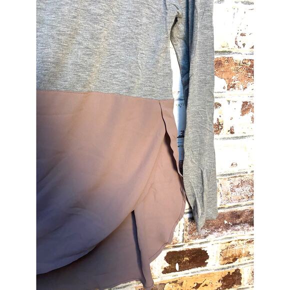 Anthropologie Meadow Rue Gray/Mauve Mixed Media Long Length Tunic Blouse - Picture 5 of 9